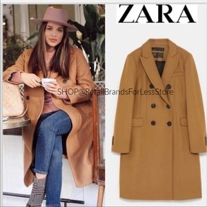 ZARA MANTECO WOOL CAMEL DOUBLE-BREASTED COAT